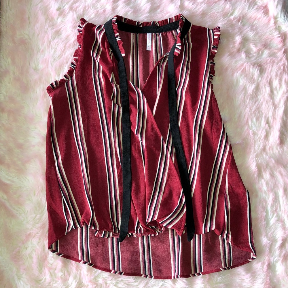 BRAND NEW! Xhilaration wine red striped tank XL